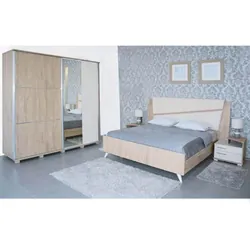 Chambre adulte Denver beige 200x160cm 2 portes ambiance