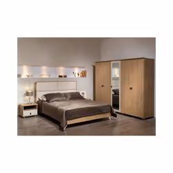 Chambre Adulte DETENTE - Lit 190×160 cm (H114/L172/P204 cm) - Table de nuit (H42/L50/P42 cm) - Coiffeuse (H183/L128/P45 cm) - ...