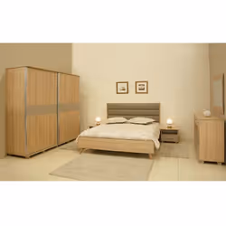 Chambre Adulte GALA - Lit 190×160 cm (H114/L172/P204 cm) - Table de nuit (H42/L50/P42 cm) - Coiffeuse (H183/L121/P48 cm) - Dr ...