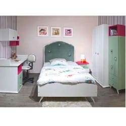 Chambre junior cindy 3P naturel blanc/vert (CHE30BC/VE001)