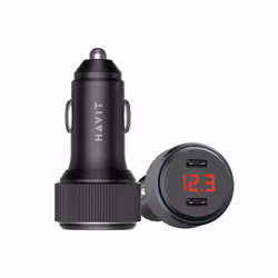 Chargeur Allume Cigare HAVIT CC2014 - Écran LED pour afficher l'état de charge - Sortie double port TYPE-C - Puce intelligent ...