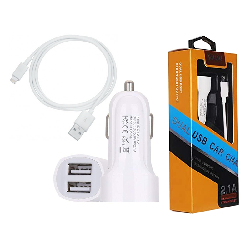 Chargeur Allume Cigare MUJU MJ-C03I 2x USB Lightning - Blanc