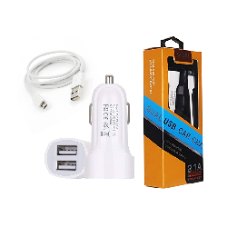 Chargeur Allume Cigare MUJU MJ-C03S 2x USB Micro USB - Blanc