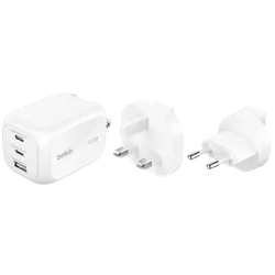 Chargeur Belkin BoostCharge Pro GaN 100W Blanc + Kit De Voyage