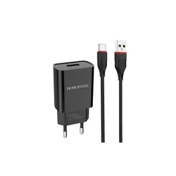 CHARGEUR BOROFONE BA20A 2.1A BLACK + CABLE BOROFONE MICRO USB BLACK