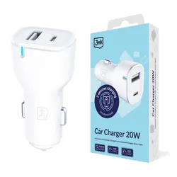 Chargeur de voiture 3mk PD 20W- 02 ports USB C et USB A