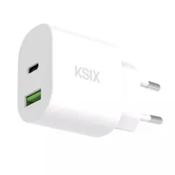 Chargeur Ksix Type-C + Type-A 20W Blanc