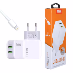 Chargeur Muju MJ-A02 - Nombre de ports : 2 - Interface :  Lightning - Longueur du câble: 1m - Matériel : ABS - Entrée: AC 100 ...