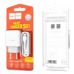 Chargeur Rapide iPhone Blanc 2.1A Hoco C72A