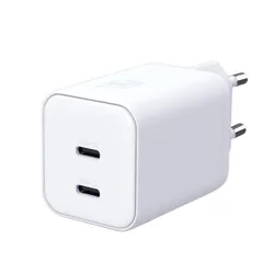 Chargeur Secteur 3MK Hyper GaN 45W avec 2 Ports USB-C - Blanc