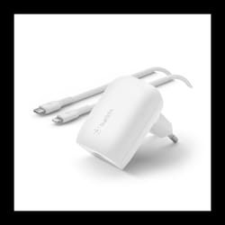 Chargeur Secteur BELKIN Boost Charge 30W PD Avec PPS USB-C Vers USB-C - Blanc