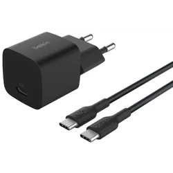 Chargeur secteur BELKIN BoostCharge USB-C 25 W / câble USB-C vers USB-C / Noir