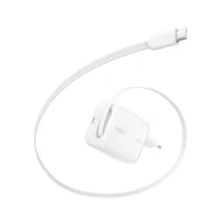 Chargeur secteur Belkin GaN avec câble rétractable 67W / Blanc