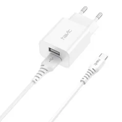 Chargeur Secteur Havit ST902 2 Ports USB + Cable Type-C 10W Blanc