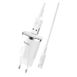Chargeur Secteur Micro USB HOCO C37A 2.4A - Blanc