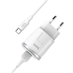 Chargeur Secteur Type C HOCO C37A 2.4A - Blanc