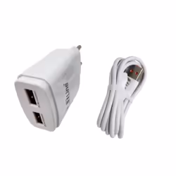 Chargeur TLINE TL-CH03 - avec câble Micro-USB - 2 ports USB-A - Puissance: 2.4A - Protection contre le surchauffe, surtension ...