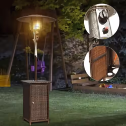 Chauffage de Terrasse PATIO avec Meuble en Rotin - Puissance: 12000 Watts - matériau: Rotin - Flux: 450-870 g/heure - Son pet ...