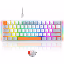 Clavier Gamer Mécanique Redragon AKALI K642WGO RGB - RED SWITCH - Clavier à 60 % de disposition pour économiser de l'espace - ...