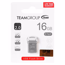 - Clé USB TeamGroup C161 - Capacité 16 Go - Métal - Interface USB 2.0 - Étanche - Résistant a la poussière - Tension: DC 5V - ...