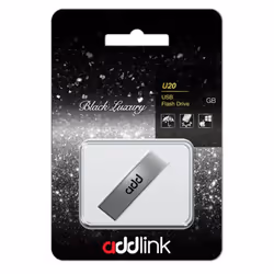 Clé USB Addlink U20 - Capacité 64 Go - Interface USB 2.0 - Couleur Titanium - Dimensions 41 x 12 x 4 mm - Poids 6g