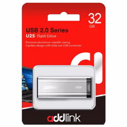 Clé USB Addlink U25 - Capacité 32 Go - Interface USB 2.0 - Couleur Silver - Dimensions: 57.5 x 21 x 7 mm - Poids: 12 g