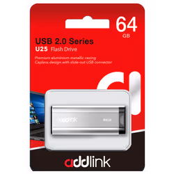 Clé USB ADDLINK U25 - Capacité: 64 Go - Interface de connexion: USB2.0 - Boîtier métallique avec conception de trou de dongle ...