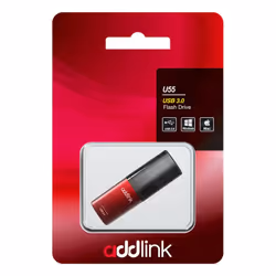 Clé USB Addlink U55 - Capacité 32 Go - Interface USB 3.0 - Couleur Rouge - Dimensions 54.6 x 16.8 x 7.2 mm - Poids 10g
