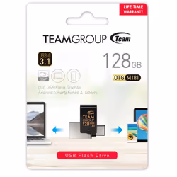 Clé USB OTG Type C TeamGroup M181 - Capacité 128 Go - Interface USB 3.1 - Vitesses: Jusqu'à 85 Mb/s en Lecture, Jusqu'à 10 Mb ...