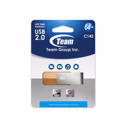 Clé USB TeamGroup C142 - Capacité 64 Go - Métal - Interface USB 2.0 - Tension: DC 5V - Dimensions: 53.8 x 18 x 9.7 mm - Poids ...