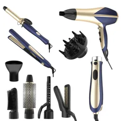 Coffret Cheveux 12EN1 FLORENCE AG-535-S12 2200W - Bleu & Doré