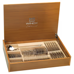 Coffret Couvert en Bois WINOX De Table Morjene - 49 Pièces: 12 cuillères, 12 fourchettes, 12 couteaux, 12 cuillères à café et ...