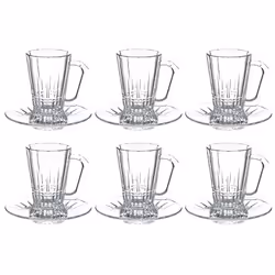 Coffret De Verre à Thé Simple - 12 Pièces: 6 tasses et 6 sous tasses - Idéal avec toutes les ambiances de table - Résiste a l ...