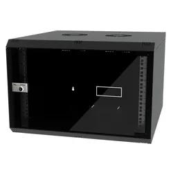 Coffret Réseau 7U 19" prof 450 mm Avec porte avant vitré fixe / NOIR
