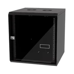 Coffret réseau VATPAN 12U 19" prof 450 mm avec porte vitré fixe / NOIR