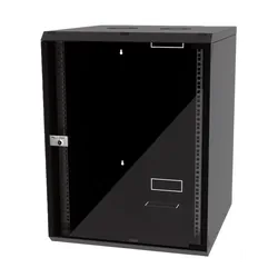 Coffret réseau VATPAN 15U 19" prof 600 mm avec porte vitré fixe / NOIR