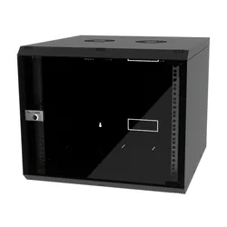Coffret réseau VATPAN 9U 19" prof 450 mm avec porte vitré fixe / NOIR