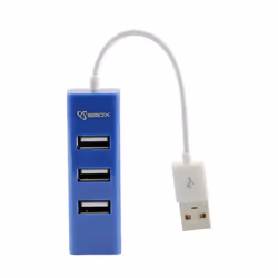 Concentrateur USB 2.0 Hub 4 Ports 480Mb/s Bleu H-204BL