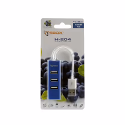 Concentrateur USB 2.0 Hub 4 Ports 480Mb/s Bleu H-204BL