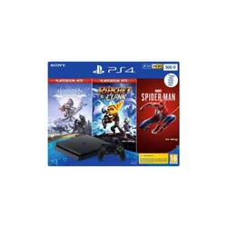 Console Sony PS4 500Go Noire + Jeu Marvel's Spiderman + Jeu Horizon Zero Draw + Jeu Rachet & Clank