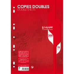 Copies Double CALLIGRAPHE Perforées Seyès 200 Pages A4 70G S/Film
