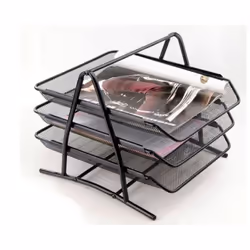 Corbeille A Courrier Métal 3 Etages - Solide, stable et amovible - Format: A4 - Dimensions : 345 x 240 x 295 mm - Couleur : N ...