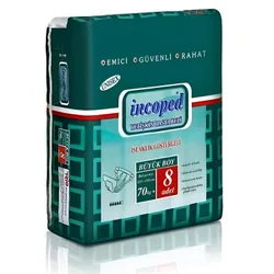Couches Adultes Incoped Unisexe Large 8 Pièces +70Kg