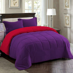 Couette 2 Places Double Faces Mauve et Rouge + 2 Taies D'oreillers Gratuits 220 X 240 cm