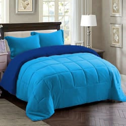 Couette 2 Places Double Faces Turquoise et Bleu + 2 Taies D'oreillers Gratuits 220 X 240 cm
