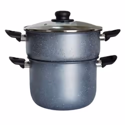 Couscoussier COOK'ART - Capacité: 6 Litres - Matière: Granite - Couvercle en verre - Revêtement anti-adhésif - Moucheté en bl ...