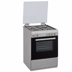 Cuisinière À Gaz Klass - Nombre de feux : 4 - Largeur : 60 cm - Grill + plateau émaillé - Tourne broche - Flamme haut/bas - P ...