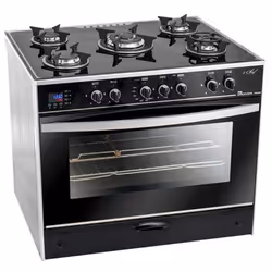 Cuisinière à Gaz UNIONAIRE - Nombre de Feux: 5 - Largeur: 90 cm - Grilles: Fonte - Four: Chaleur Tournante, Tourne Broche et  ...