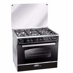 Cuisinière à Gaz UNIONAIRE - Nombre de Feux: 5 - Largeur: 90 cm - Grilles: Fonte - Four: Chaleur Tournante, Tourne Broche et  ...