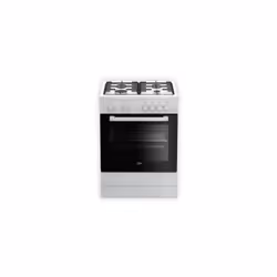 Cuisinière BEKO 60 cm - Four à gaz - 4 feux - Tourne broche - Allume bouton poussoir - Eclairage intérieur: lampe ronde - Aut ...